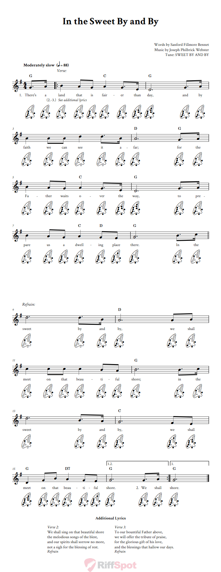 In The Sweet By And By 12-Hole Ocarina Tab