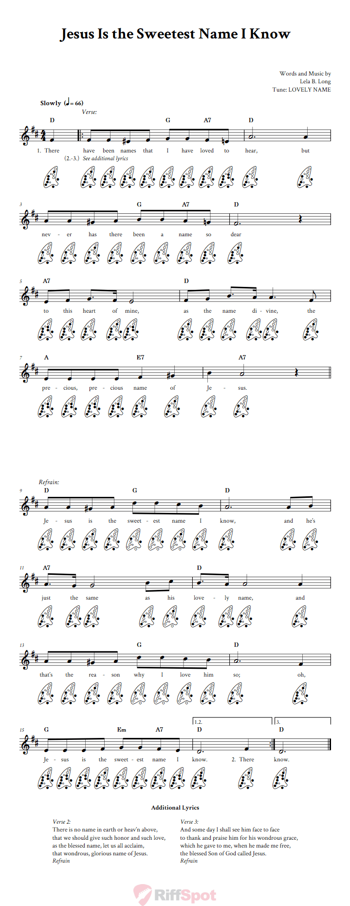 Jesus Is the Sweetest Name I Know 12-Hole Ocarina Tab
