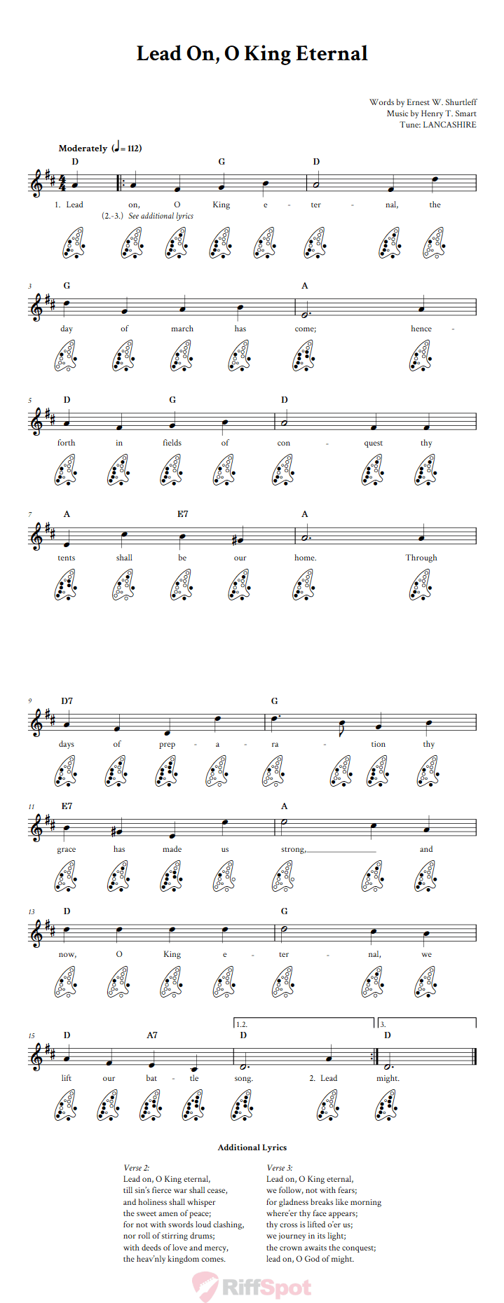 Lead On, O King Eternal 12-Hole Ocarina Tab