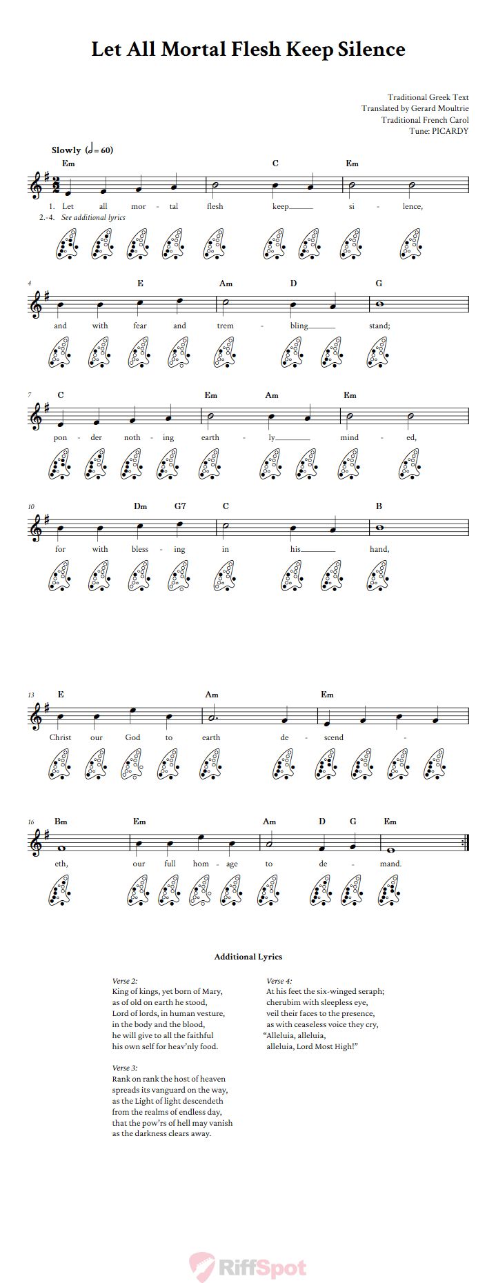 Let All Mortal Flesh Keep Silence 12-Hole Ocarina Tab