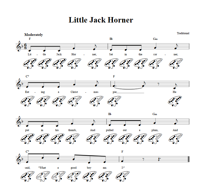 Little Jack Horner  12 Hole Ocarina Tab