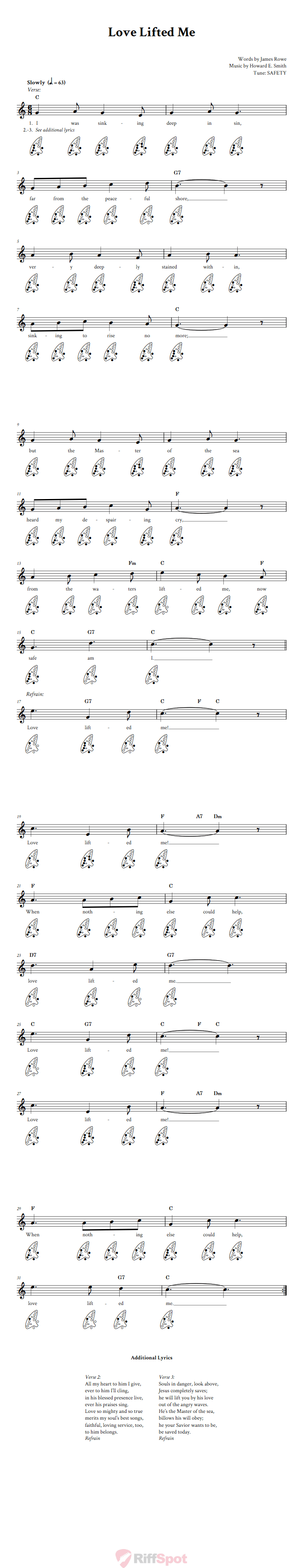 Love Lifted Me 12-Hole Ocarina Tab
