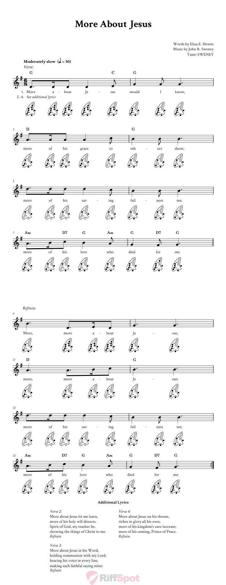 More About Jesus 12-Hole Ocarina Tab