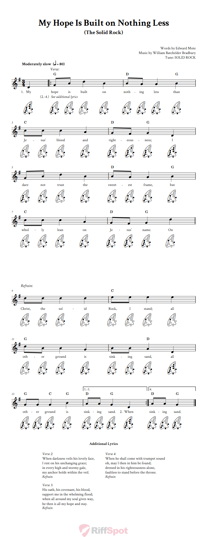 My Hope Is Built on Nothing Less 12-Hole Ocarina Tab