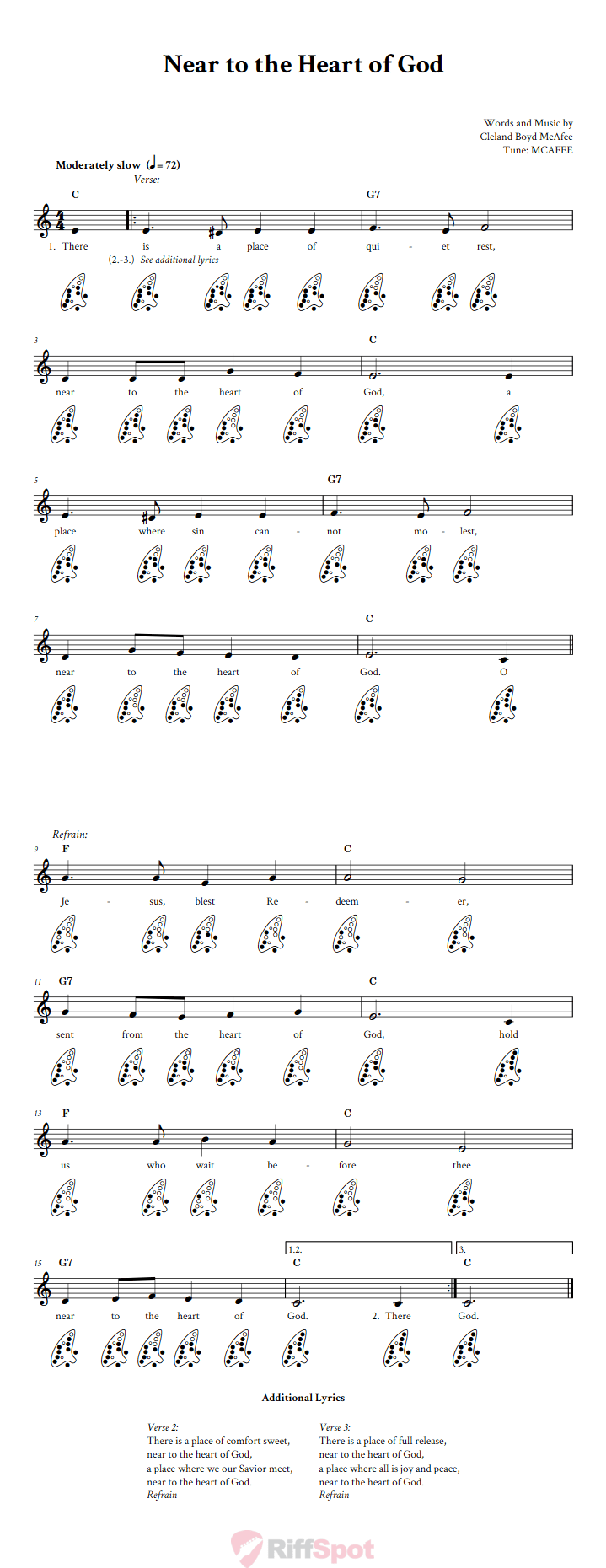 Near to the Heart of God 12-Hole Ocarina Tab