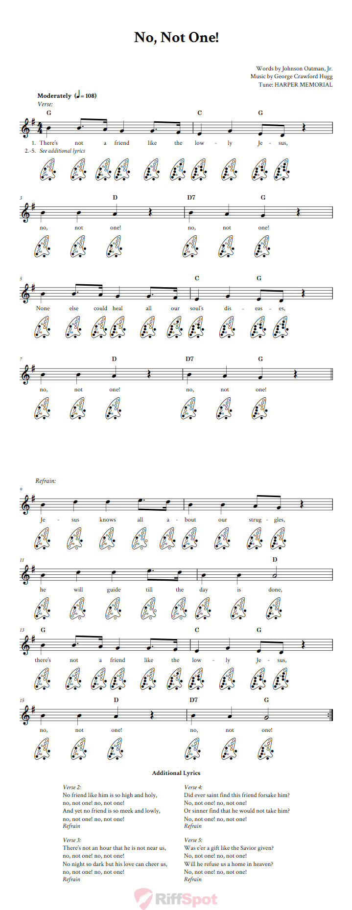 No, Not One! 12-Hole Ocarina Tab