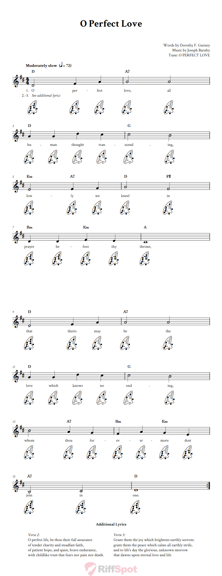 O Perfect Love 12-Hole Ocarina Tab