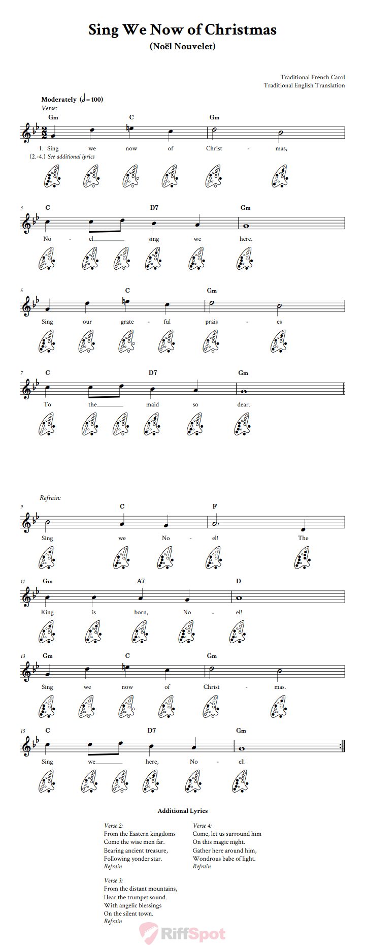 Sing We Now of Christmas 12-Hole Ocarina Tab