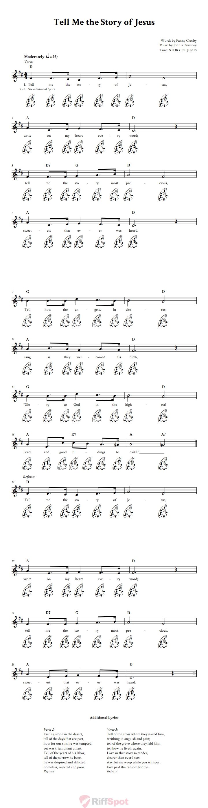 Tell Me the Story of Jesus 12-Hole Ocarina Tab