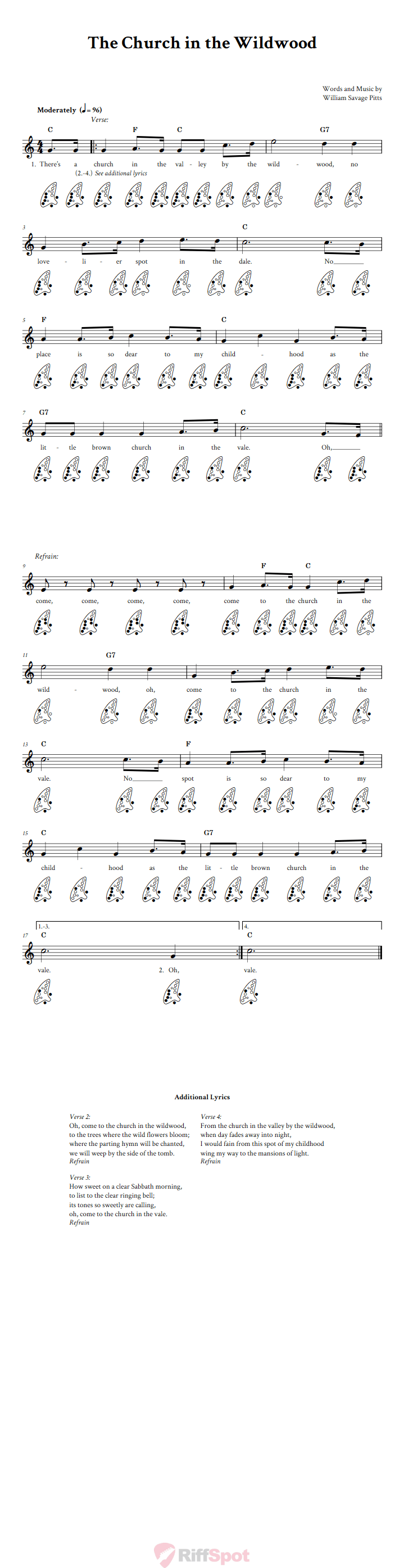 The Church In The Wildwood 12-Hole Ocarina Tab