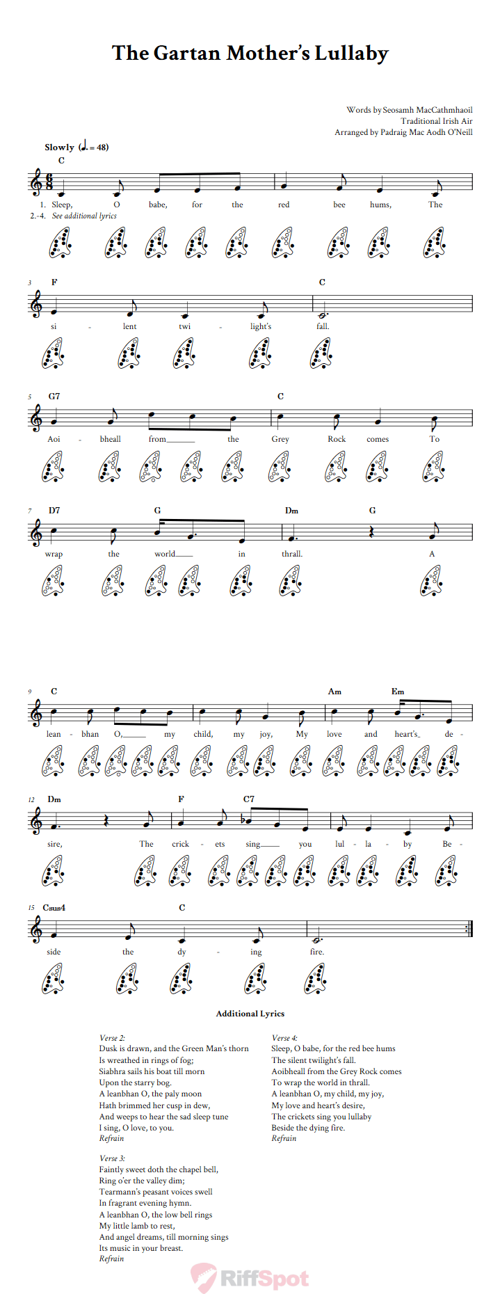 The Gartan Mother's Lullaby 12-Hole Ocarina Tab