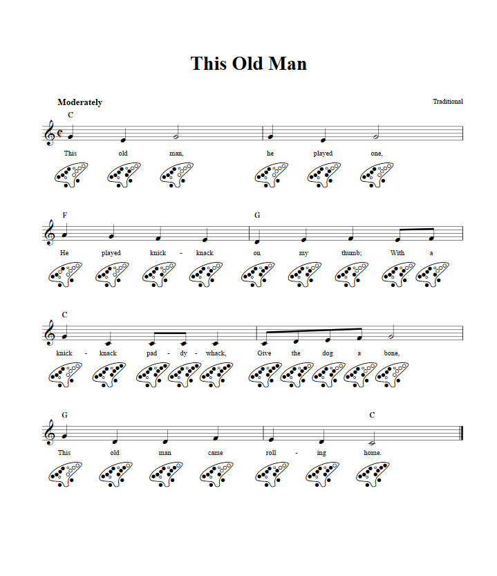  Holy, Holy, Holy -Hole Ocarina Partitura y tablatura con acordes y letra