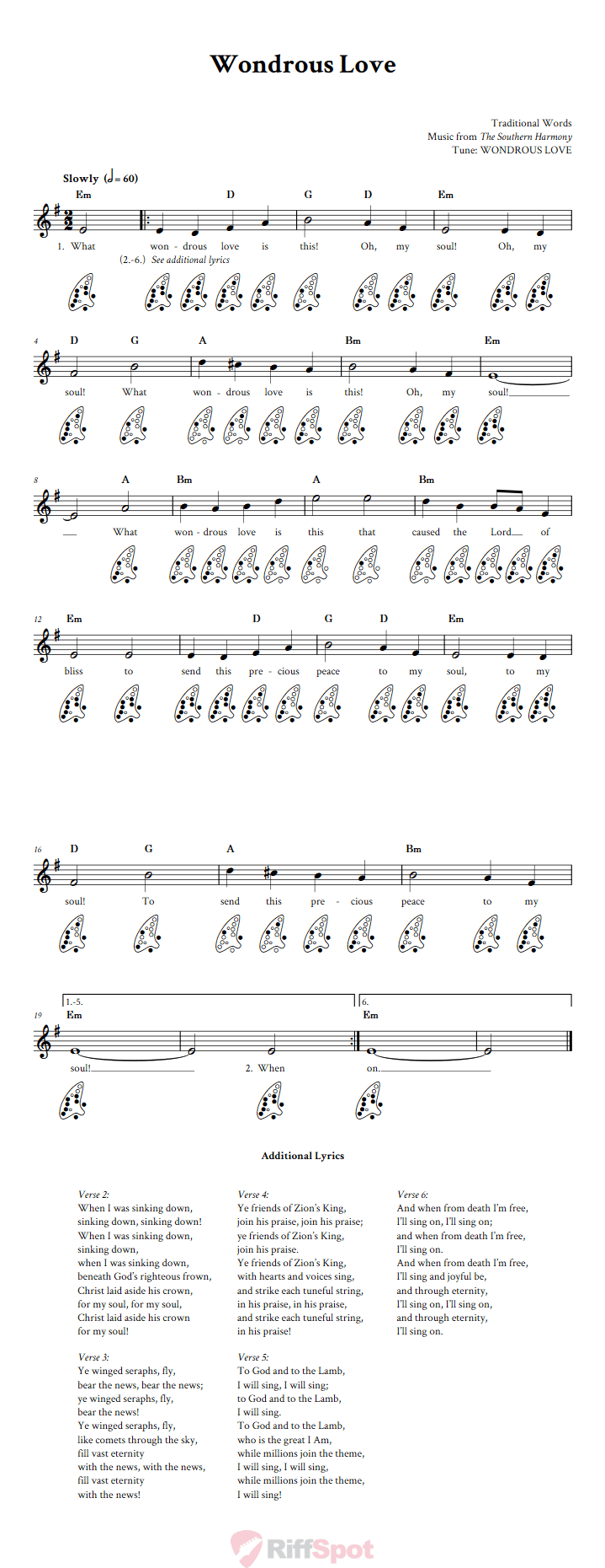 Wondrous Love 12-Hole Ocarina Tab
