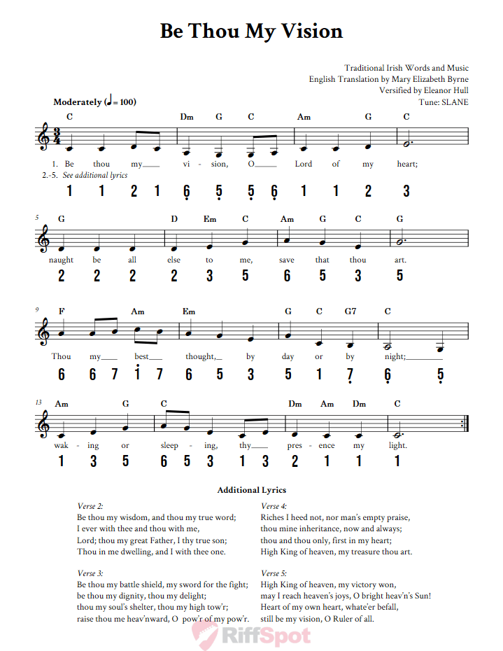 Be Thou My Vision 15-Note Tongue Drum Sheet Music