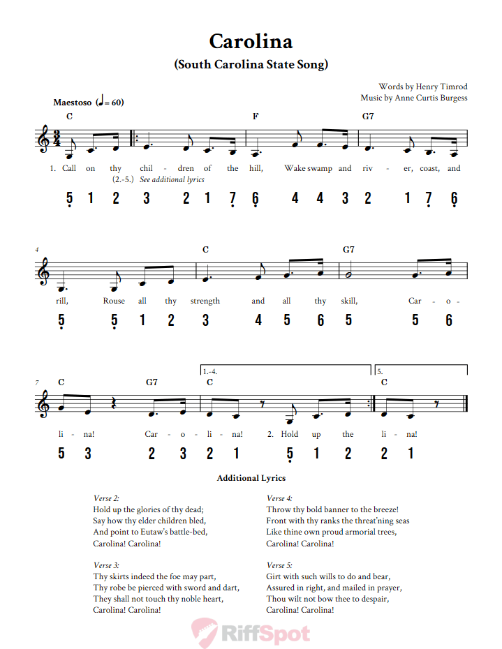Carolina 15-Note Tongue Drum Sheet Music