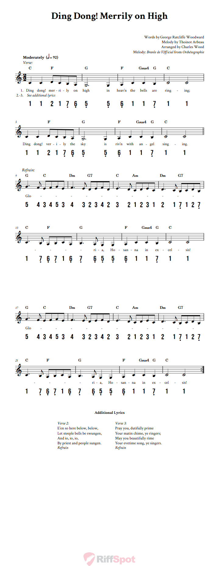 Ding Dong! Merrily on High 15-Note Tongue Drum Sheet Music