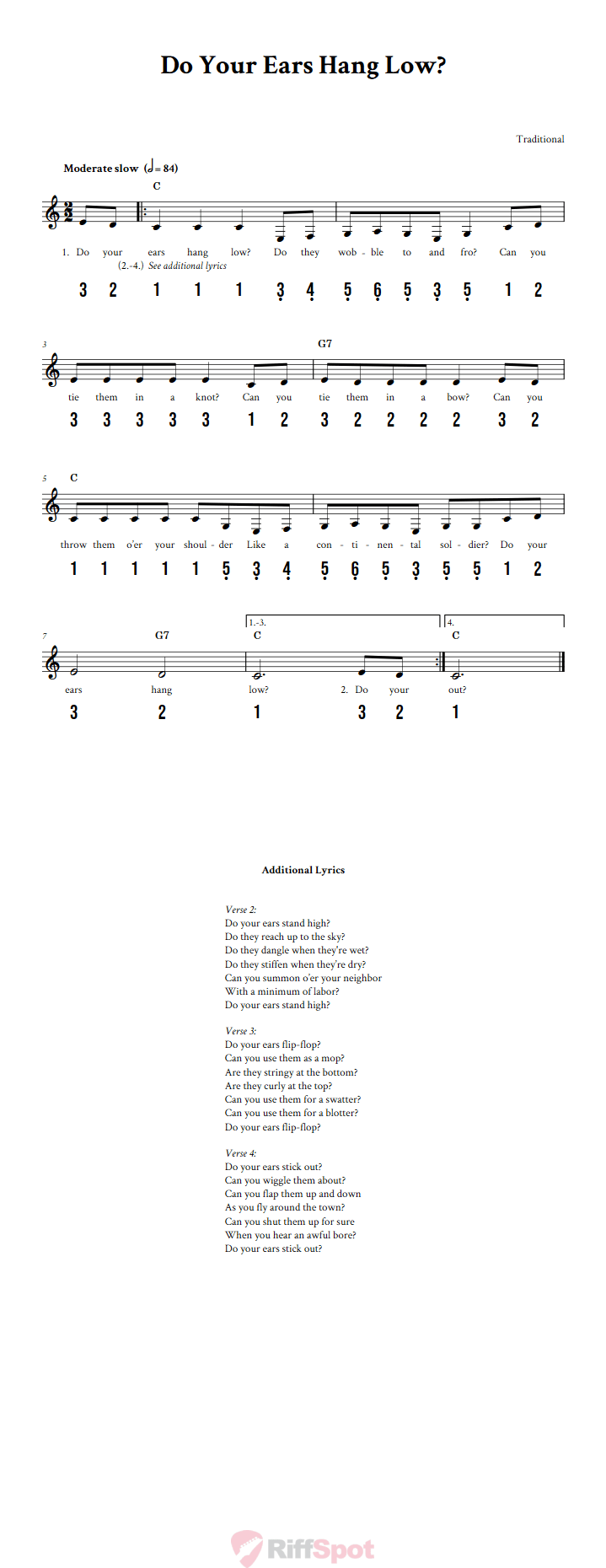 Do Your Ears Hang Low? 15-Note Tongue Drum Sheet Music