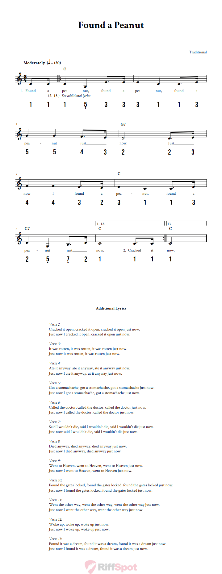 Found a Peanut 15-Note Tongue Drum Sheet Music