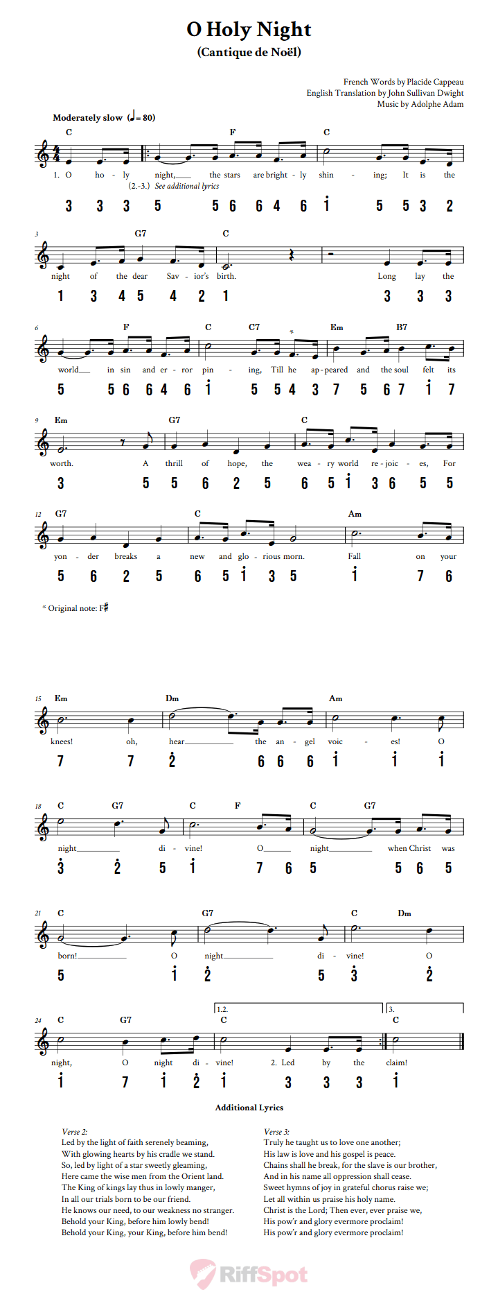 O Holy Night 15-Note Tongue Drum Sheet Music