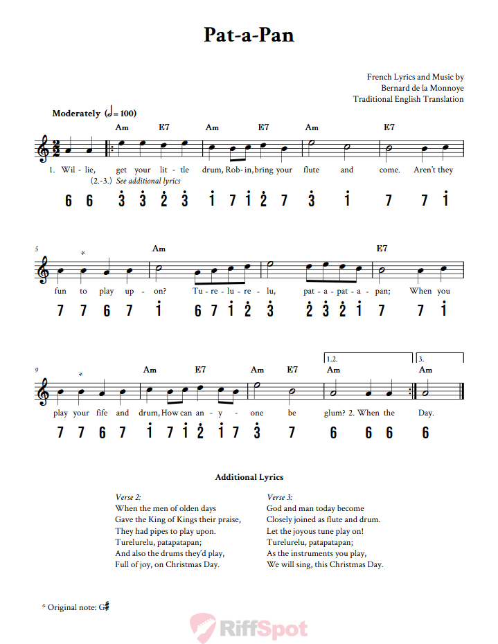 Pat-A-Pan 15-Note Tongue Drum Sheet Music