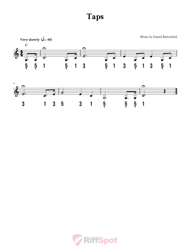 Taps 15-Note Tongue Drum Sheet Music