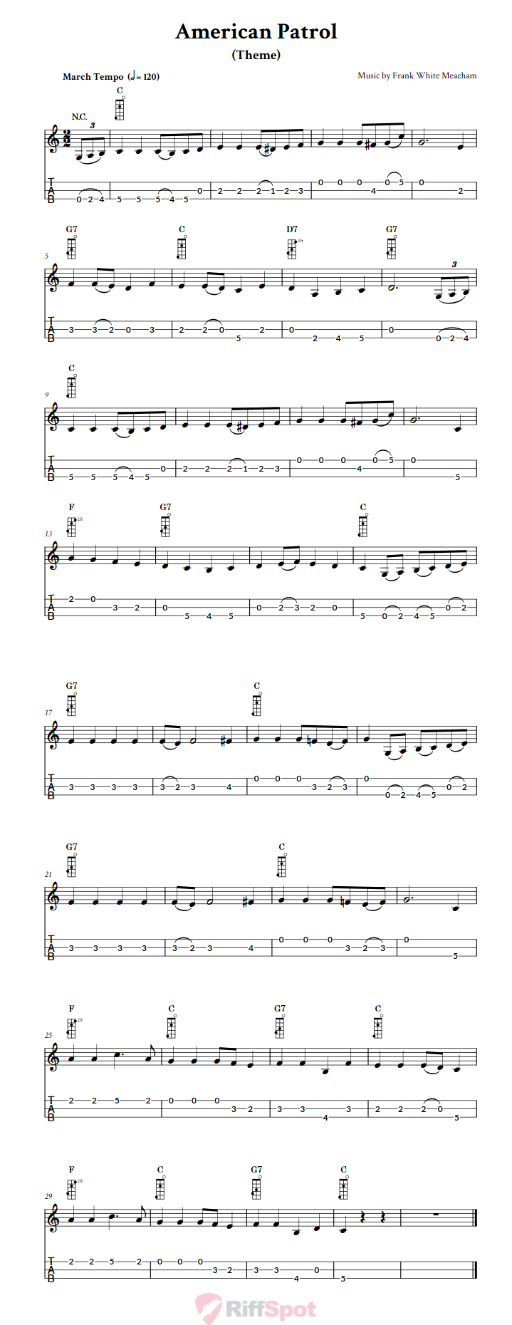 American Patrol 3-String Cigar Box Guitar Tab