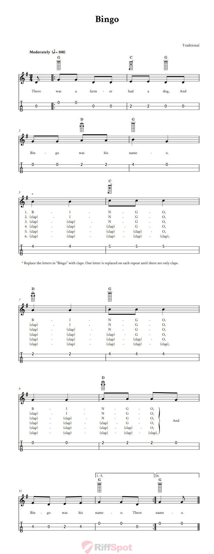 Bingo 3-String Cigar Box Guitar Tab