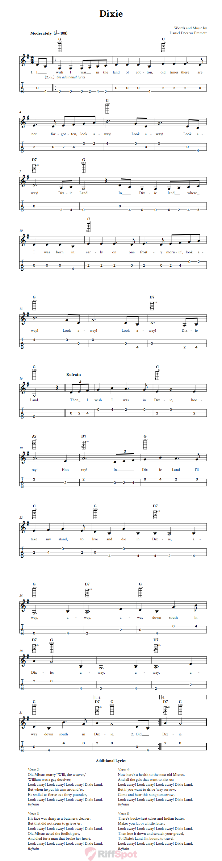 Dixie 3-String Cigar Box Guitar Tab