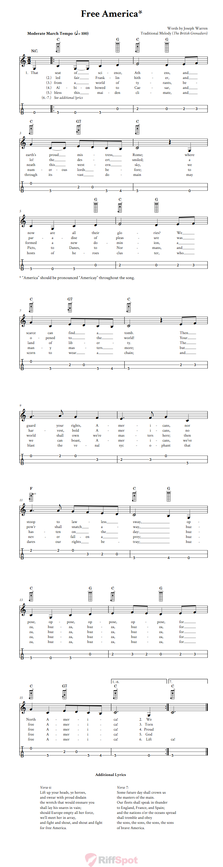 Free America 3-String Cigar Box Guitar Tab