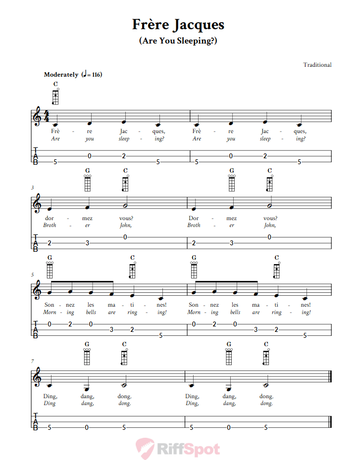 Frère Jacques 3-String Cigar Box Guitar Tab