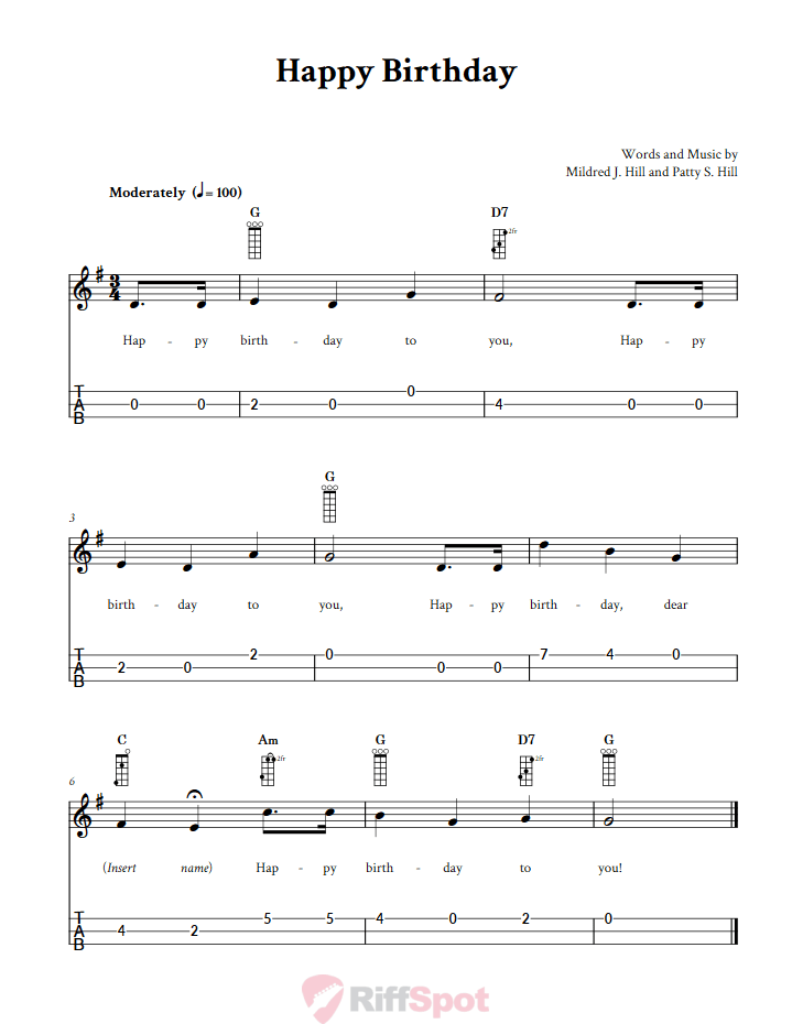 Happy Birthday 3-String Cigar Box Guitar Tab