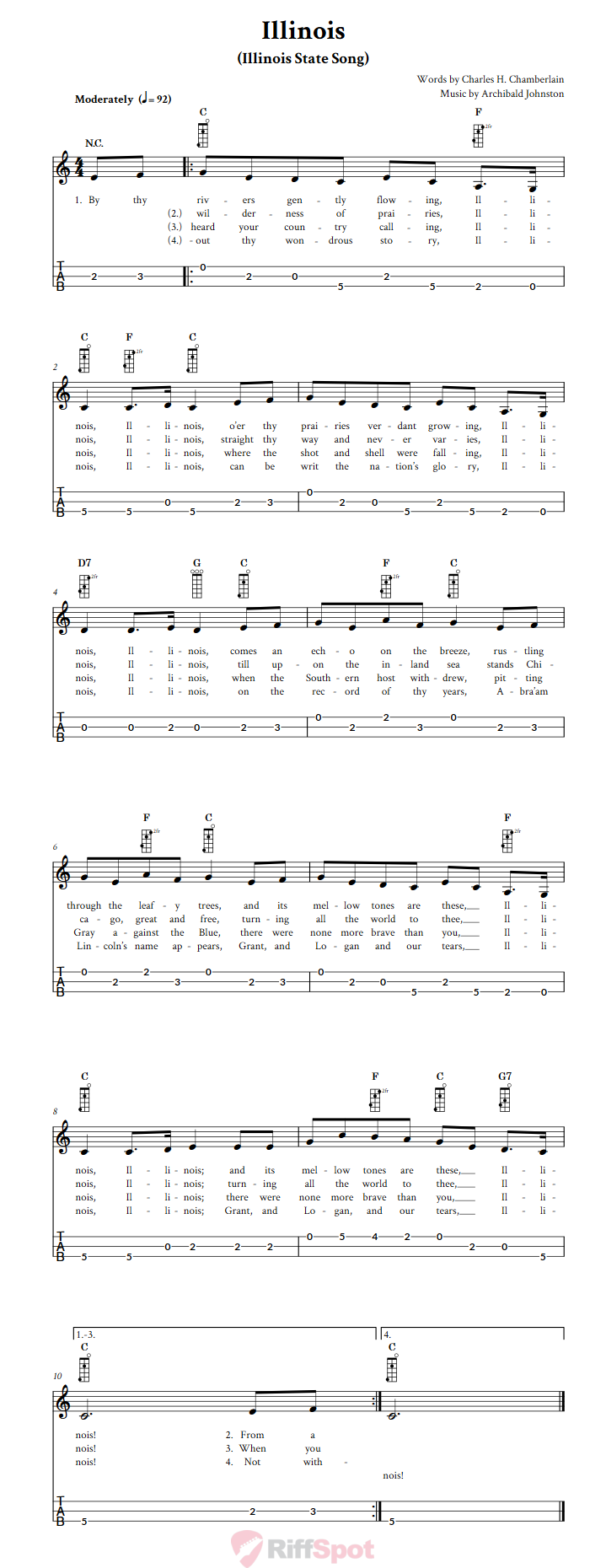 Illinois 3-String Cigar Box Guitar Tab