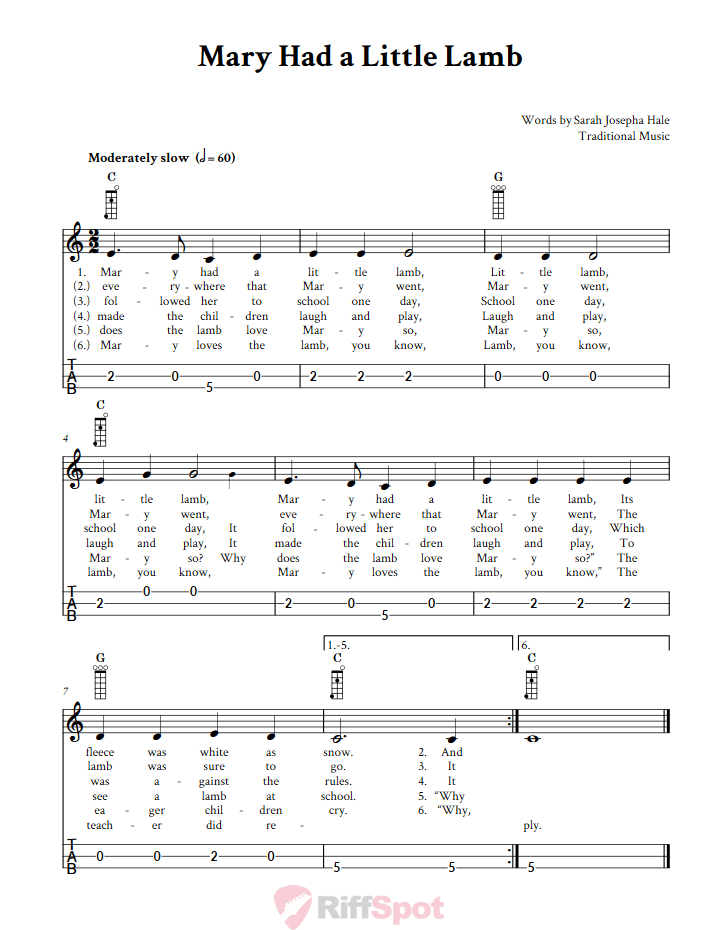 Mary Had a Little Lamb 3-String Cigar Box Guitar Tab