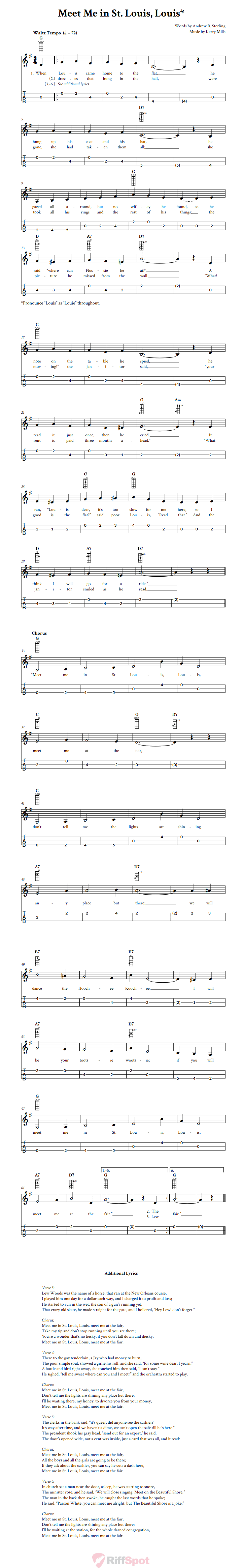 Meet Me in St. Louis, Louis 3-String Cigar Box Guitar Tab