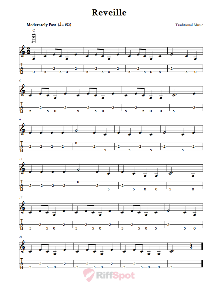 Reveille 3-String Cigar Box Guitar Tab