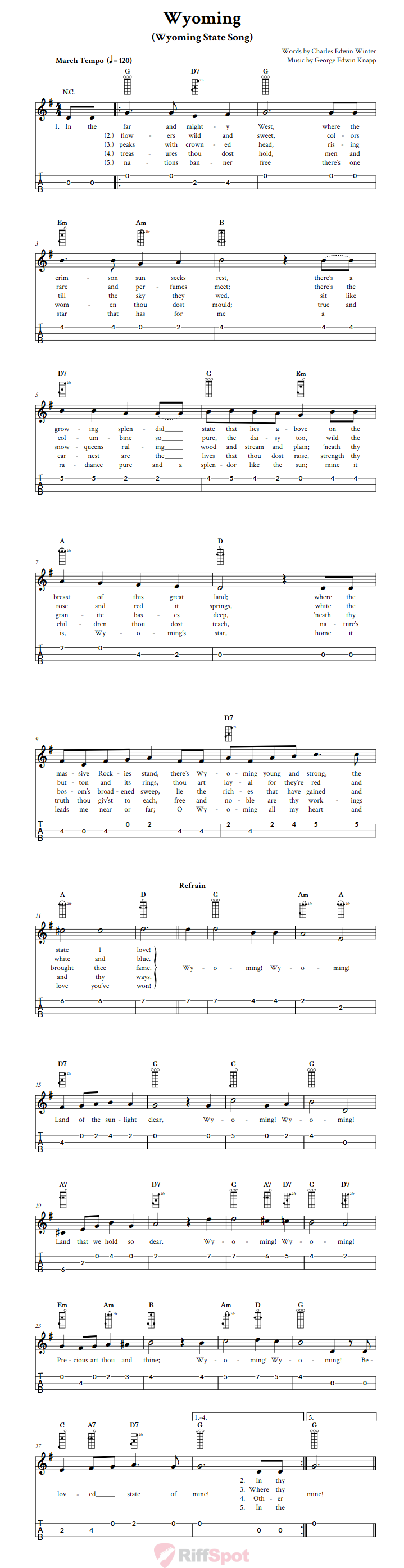 Wyoming 3-String Cigar Box Guitar Tab