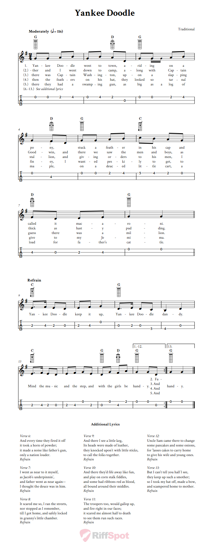 Yankee Doodle 3-String Cigar Box Guitar Tab