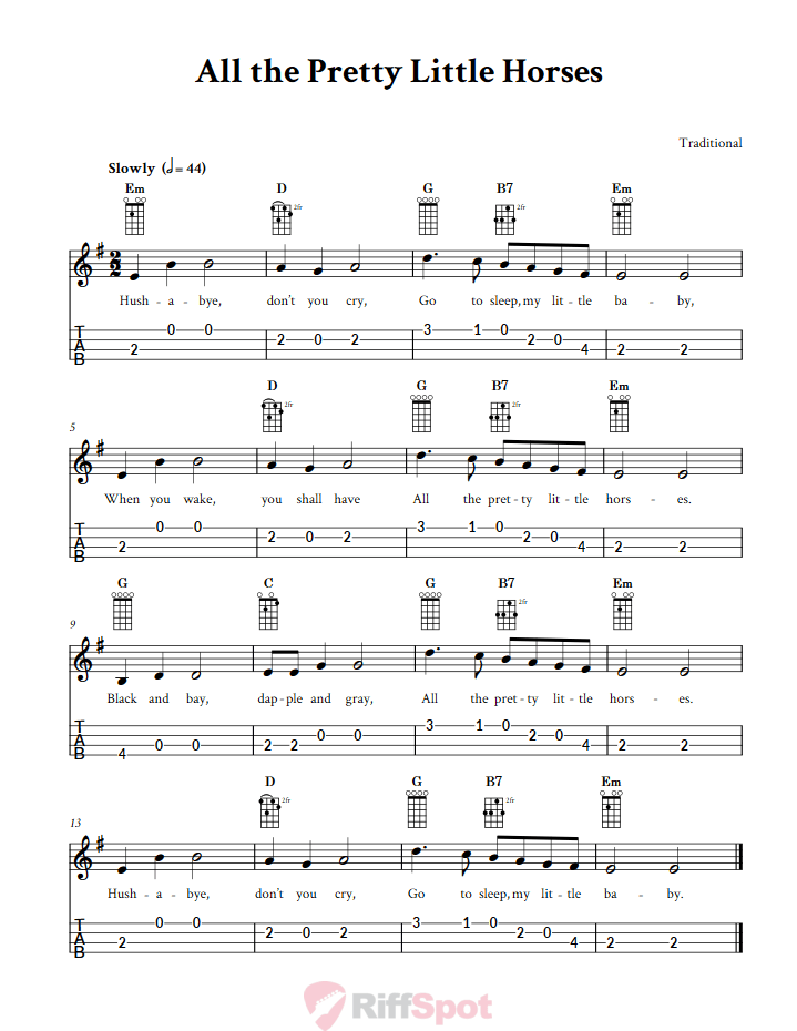 All the Pretty Little Horses 4-String Cigar Box Guitar Tab