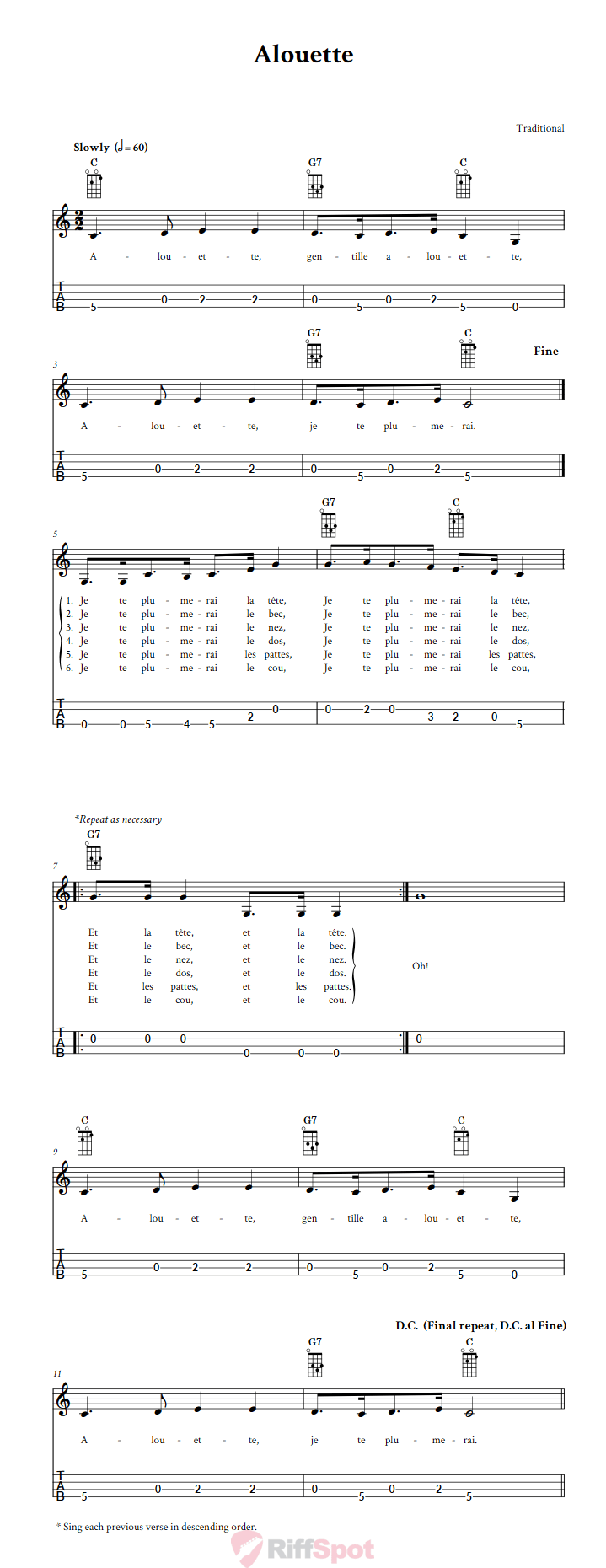 Alouette 4-String Cigar Box Guitar Tab