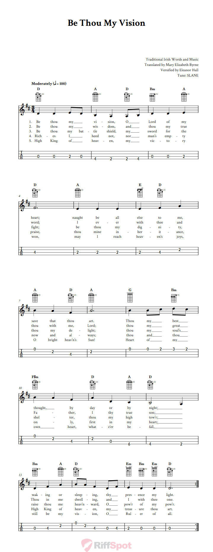 Be Thou My Vision 4-String Cigar Box Guitar Tab