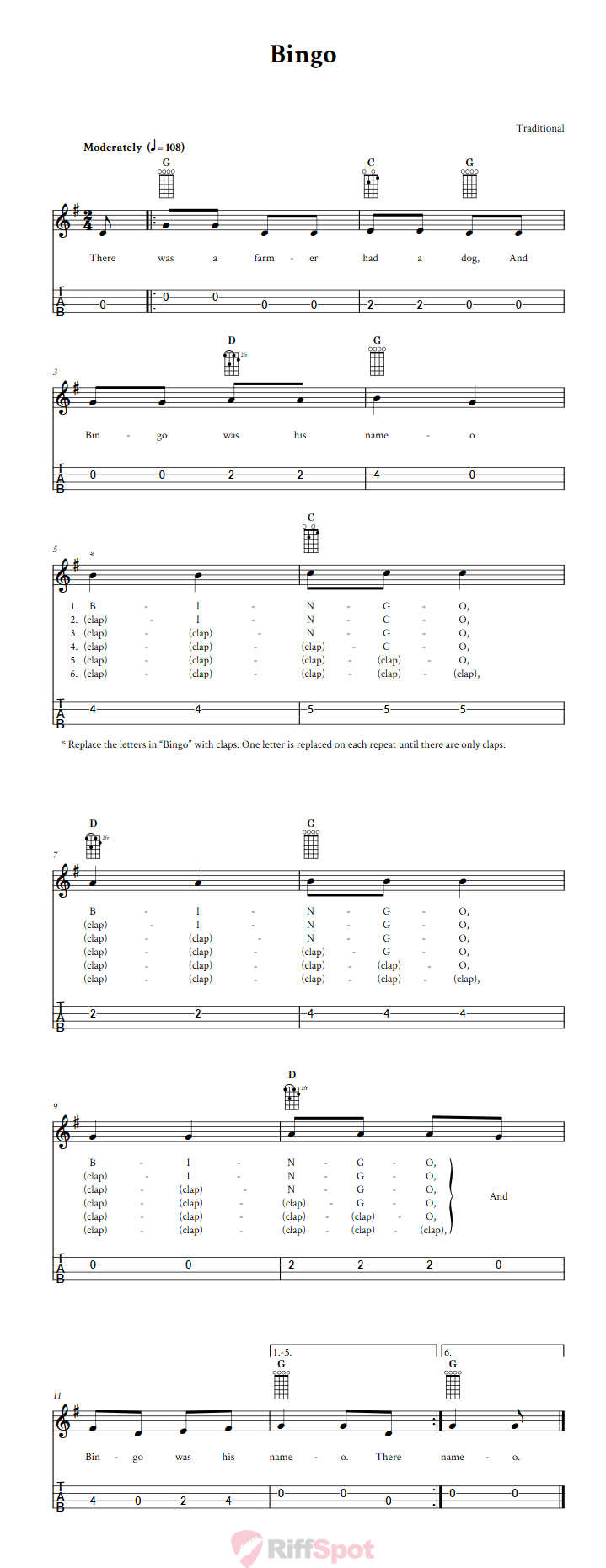 Bingo 4-String Cigar Box Guitar Tab