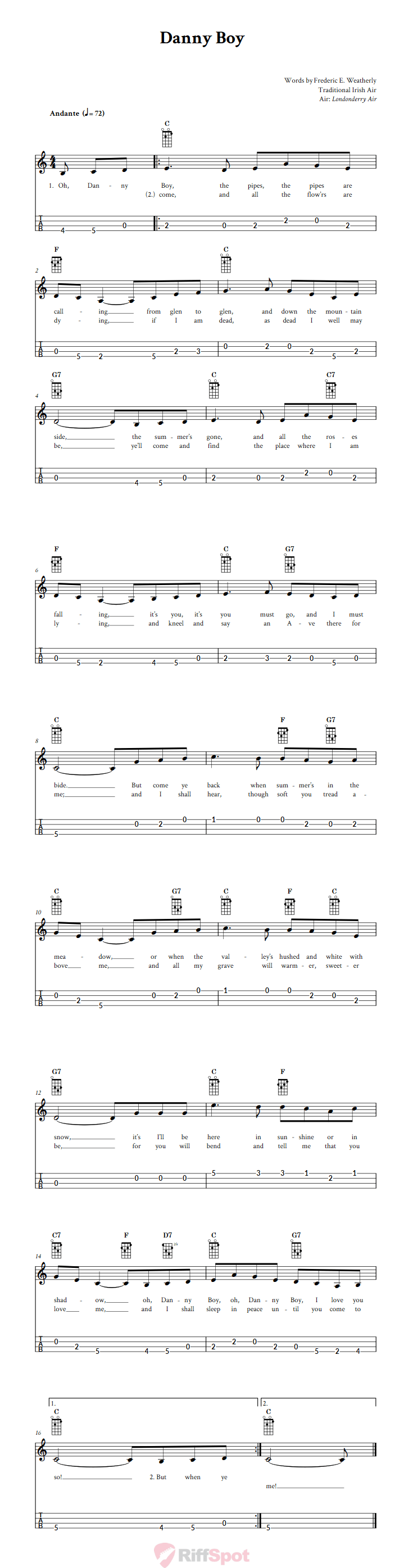 Danny Boy 4-String Cigar Box Guitar Tab