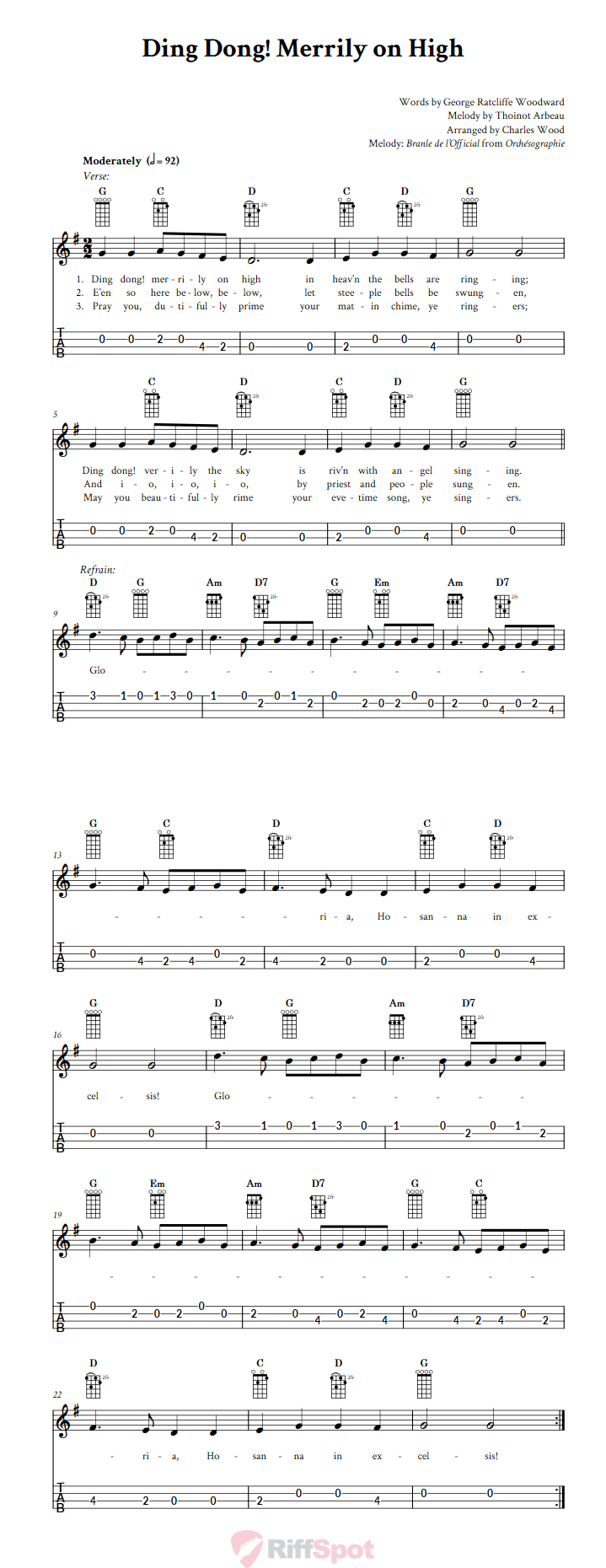 Ding Dong! Merrily on High 4-String Cigar Box Guitar Tab