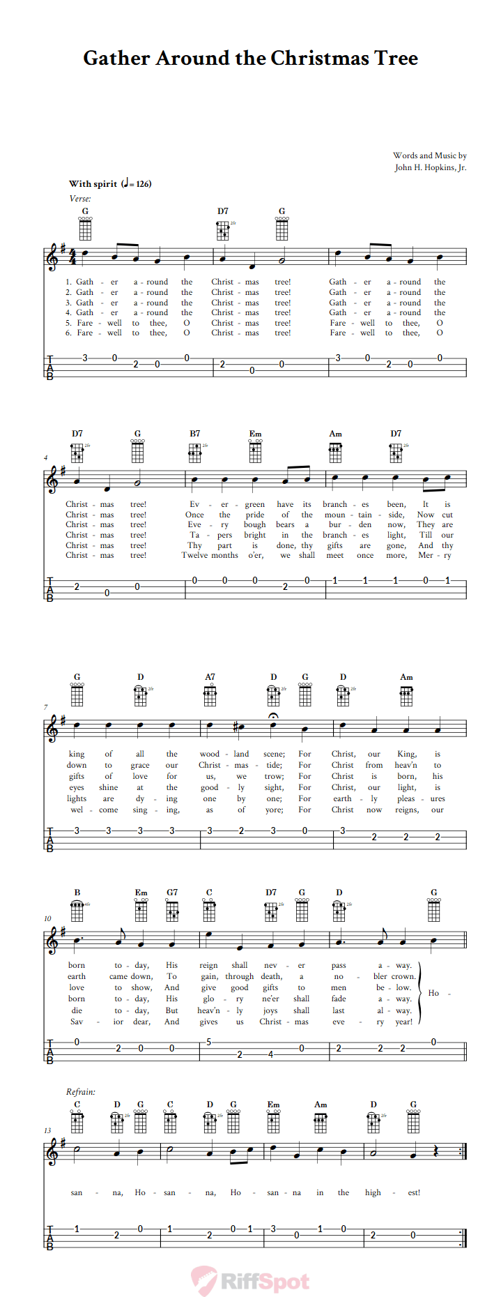 Gather Around the Christmas Tree 4-String Cigar Box Guitar Tab