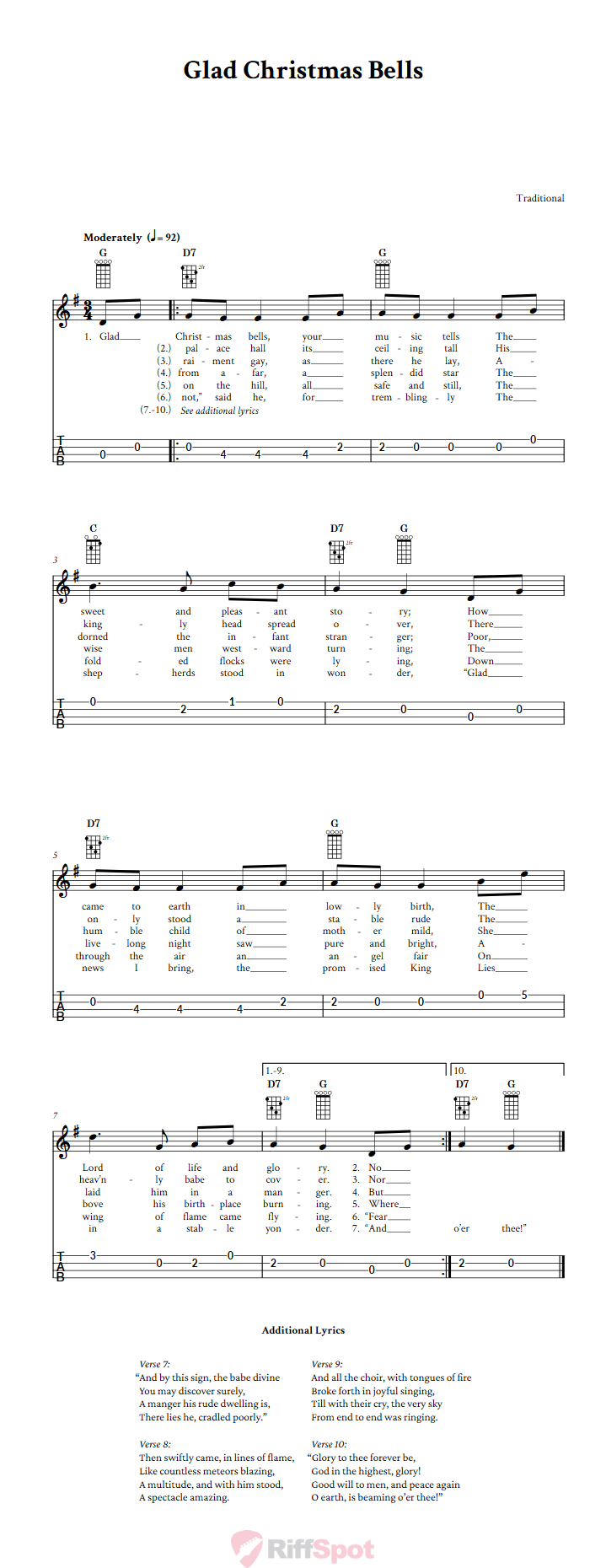 Glad Christmas Bells 4-String Cigar Box Guitar Tab