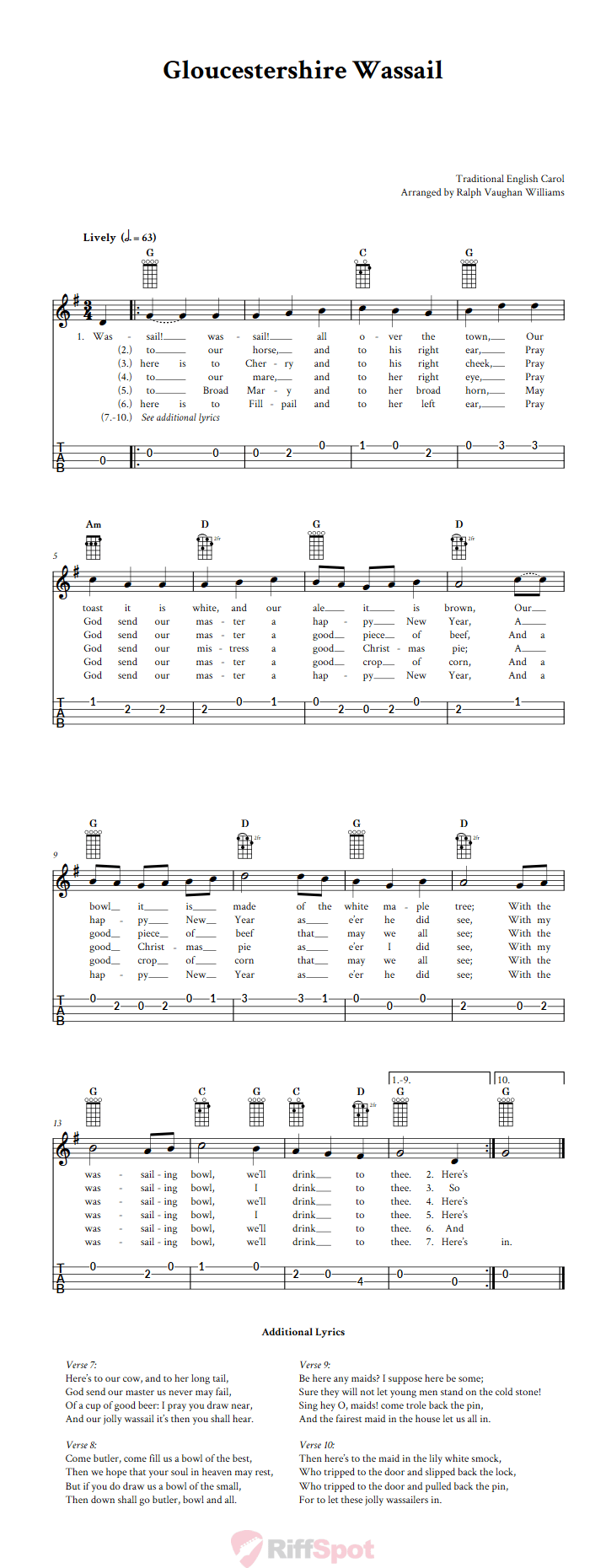 Gloucestershire Wassail 4-String Cigar Box Guitar Tab
