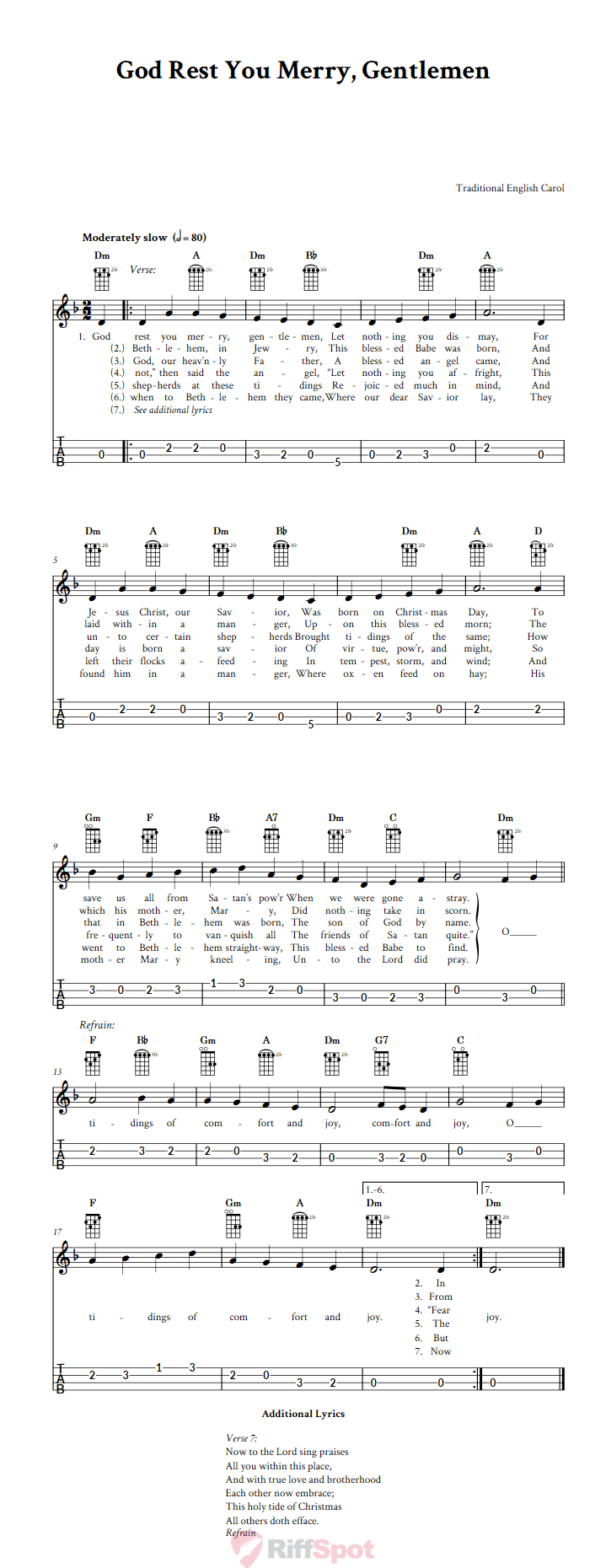God Rest You Merry, Gentlemen 4-String Cigar Box Guitar Tab