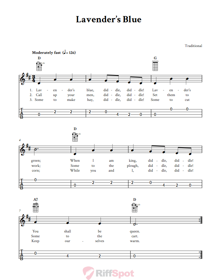 Lavender's Blue 4-String Cigar Box Guitar Tab