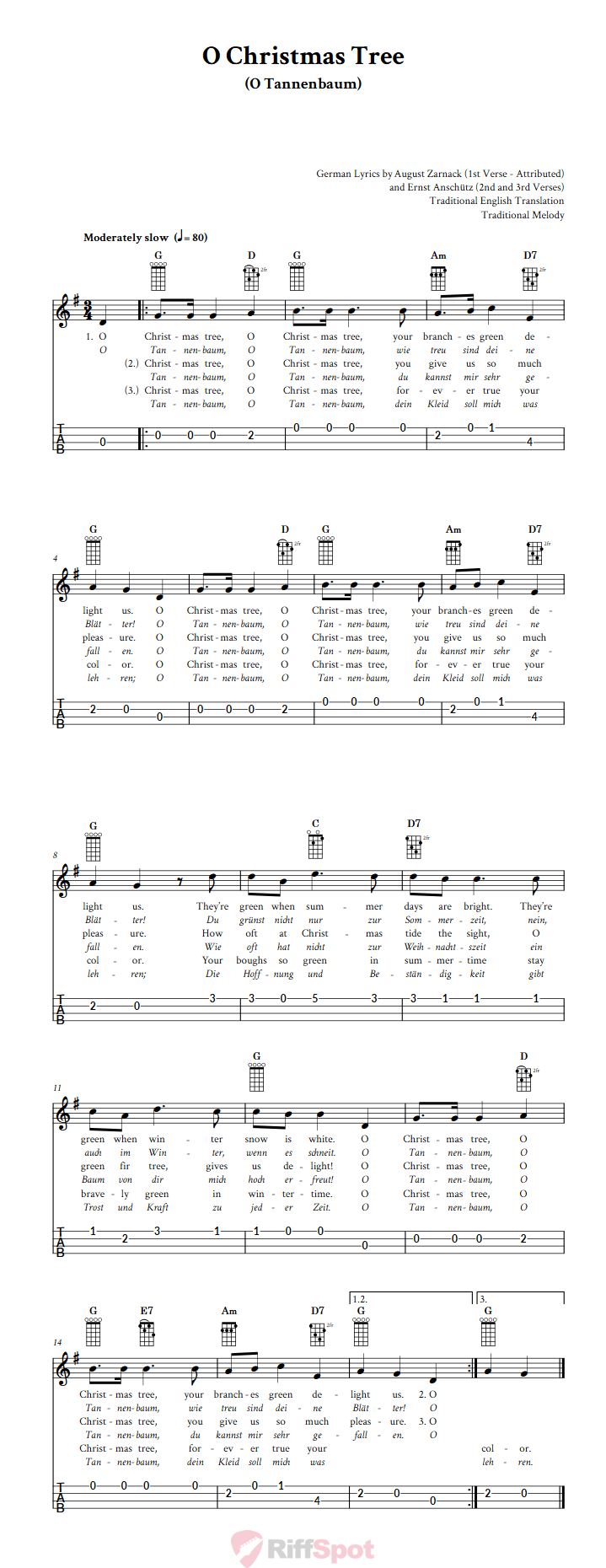 O Christmas Tree 4-String Cigar Box Guitar Tab