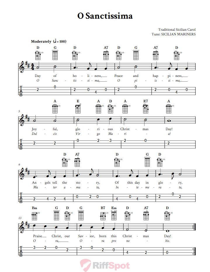 O Sanctissima 4-String Cigar Box Guitar Tab